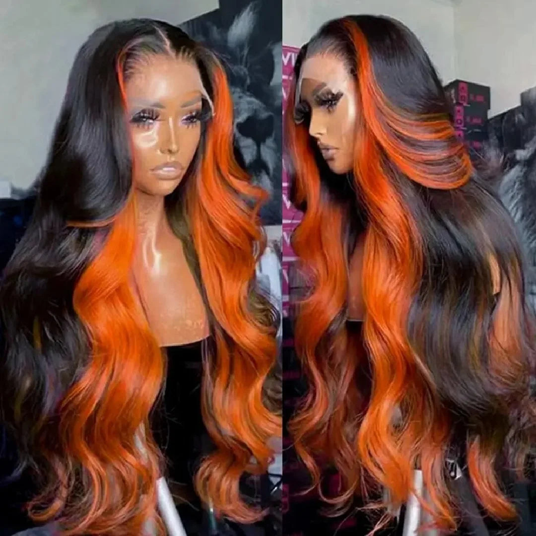 Body Wave Ombre Highlight HD Lace Front Human Hair Wigs