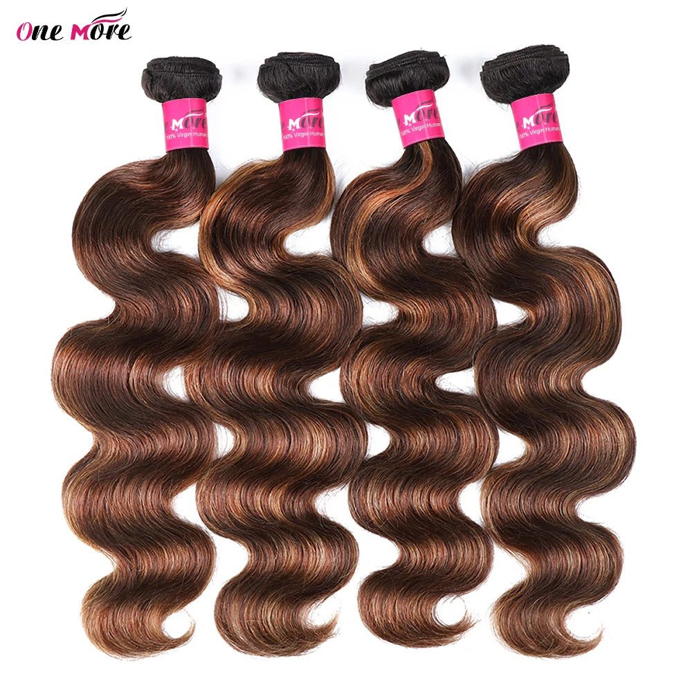 1B 4 30 Ombre Brown Highlight Body Wave Bundles - Human Hair