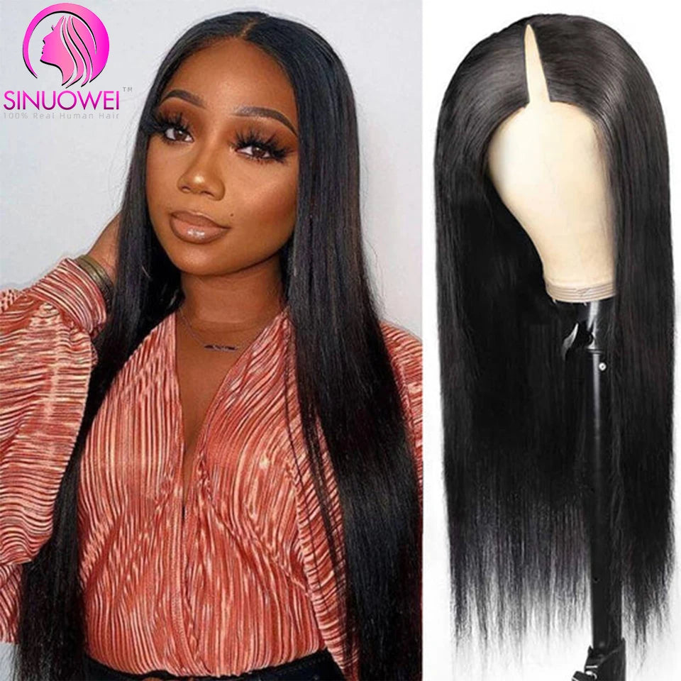 Straight Highlight V Part Human Hair Wig