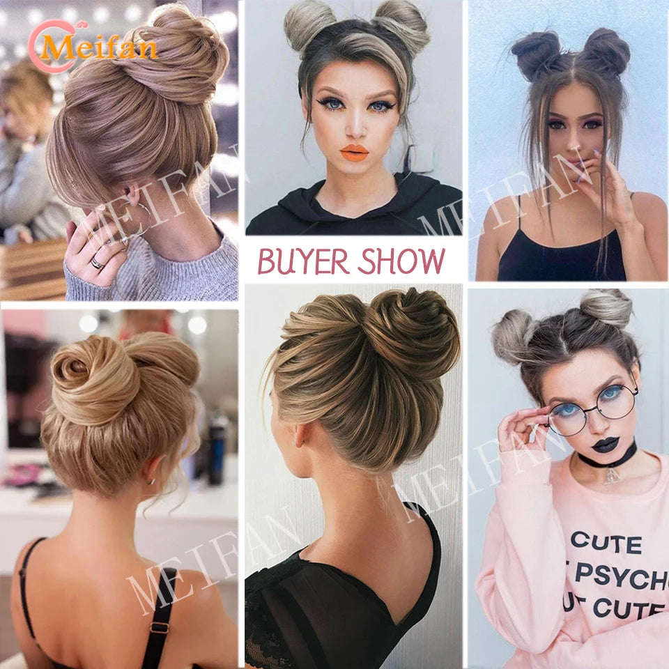 Synthetic Hair Bun with Elastic Band or Clip On - Various Options Available