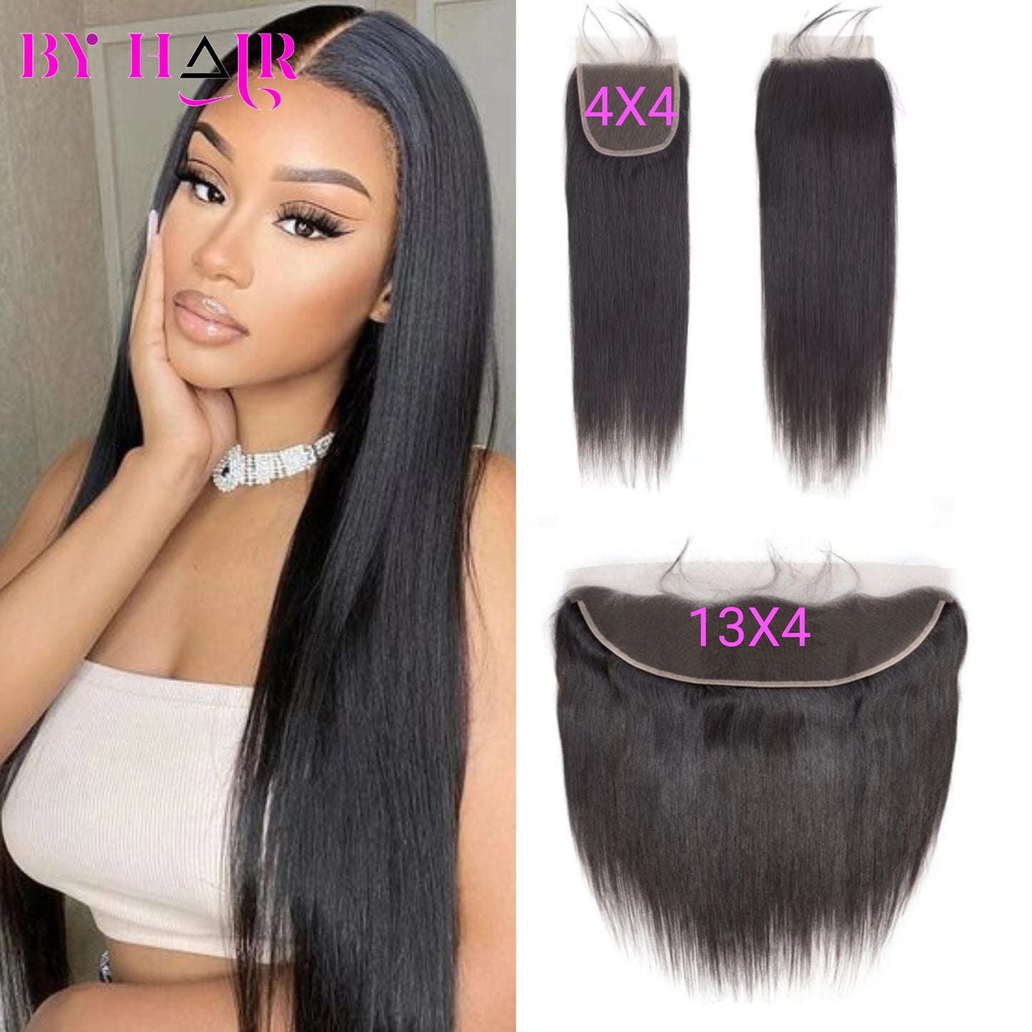 Straight 2x6, 4x4 5x5 6x6 & 13x4 Closure Human Hair Transparent Lace Frontals