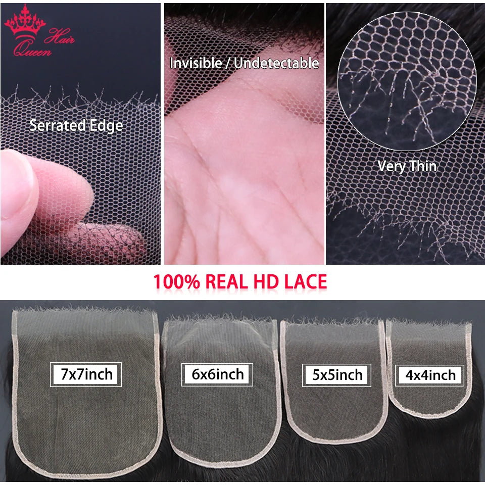 Frontal or Closure Only HD Invisible Melt Skin Lace Raw Human Hair in Body Wave or Straight