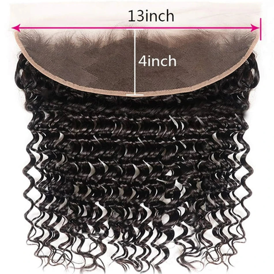 Deep Wave/Wet & Wavy Bundles With 13X4 Lace Frontal  - 100% Human Hair