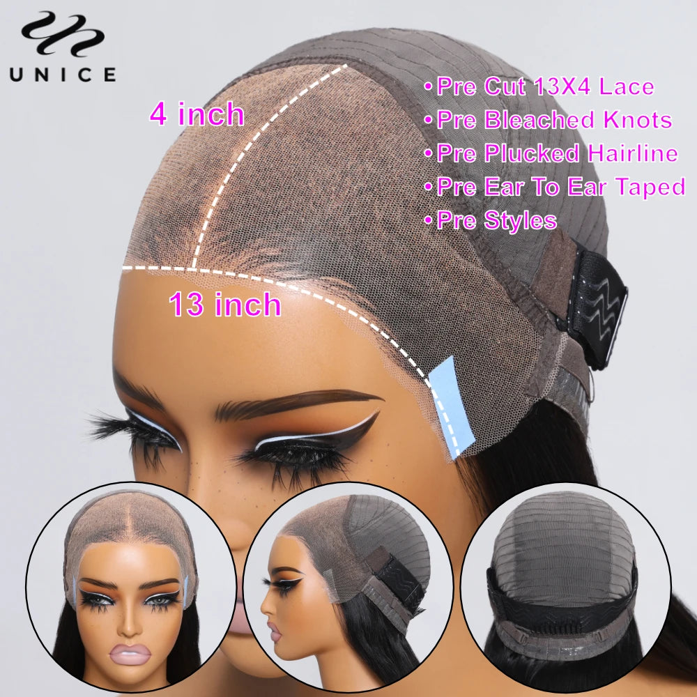 Yaki Straight Bob - Pre Bleached, Pre Cut  7x5 13x4 Lace Front Human Hair Glueless Wig