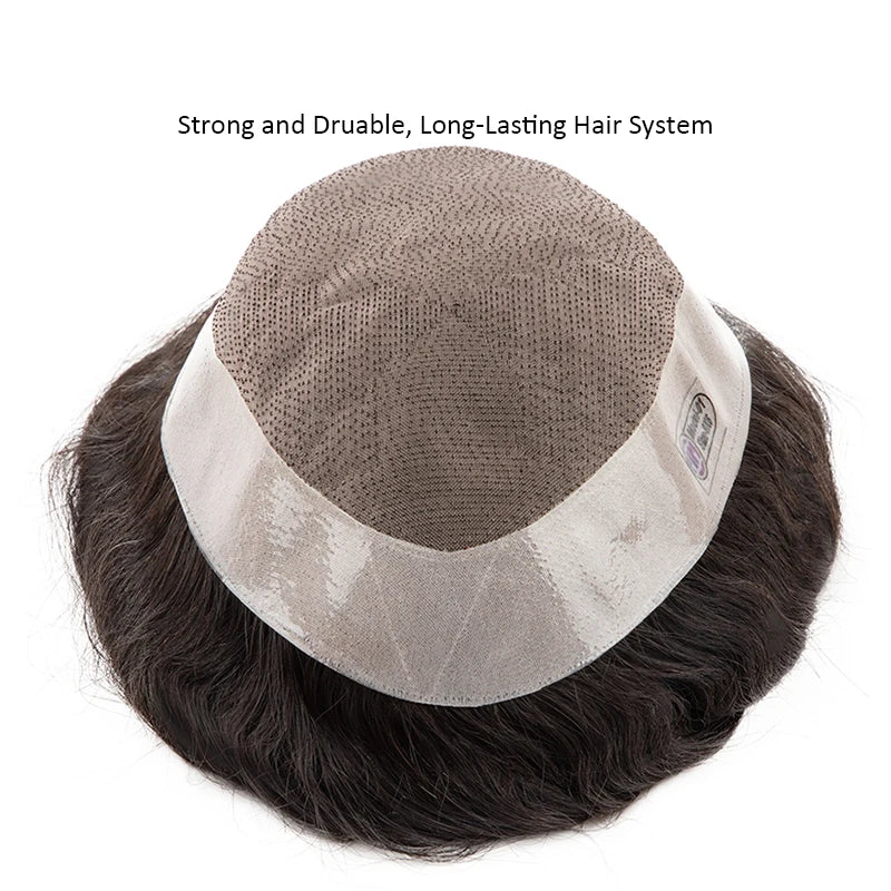Straight or Wave Mono PU Men's 6inch Natural Human Hair Prosthesis Toupee/Hair Systems - Various Options Available
