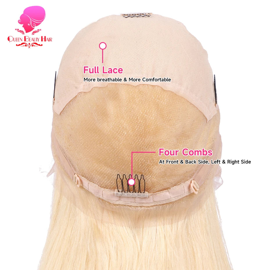 Blonde Bone Straight - 360 Pre Plucked Full Lace Frontal Human Hair Wig