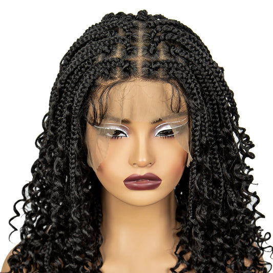 Short Knotless Boho Box Braided Full Lace Wigs - Various Colors Available