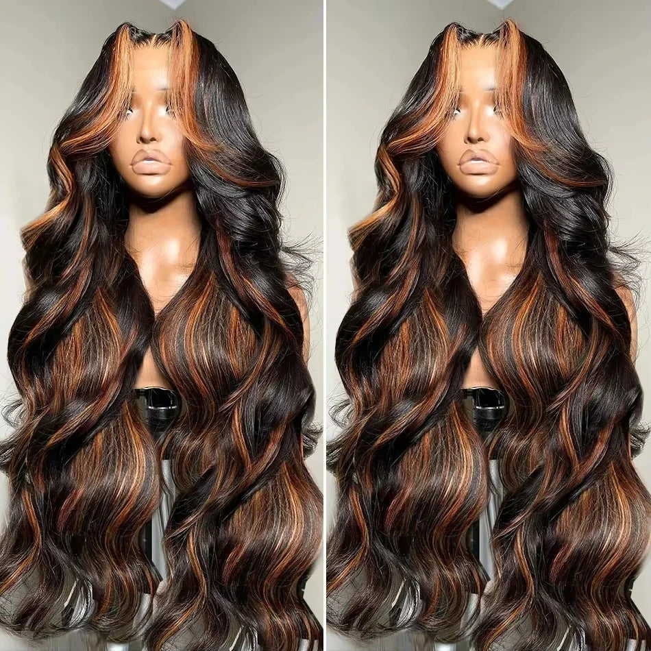 Body Wave Curly Highlight Human Hair HD Lace Front Wig