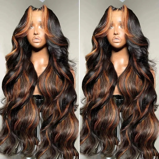 Body Wave Curly Highlight Human Hair HD Lace Front Wig
