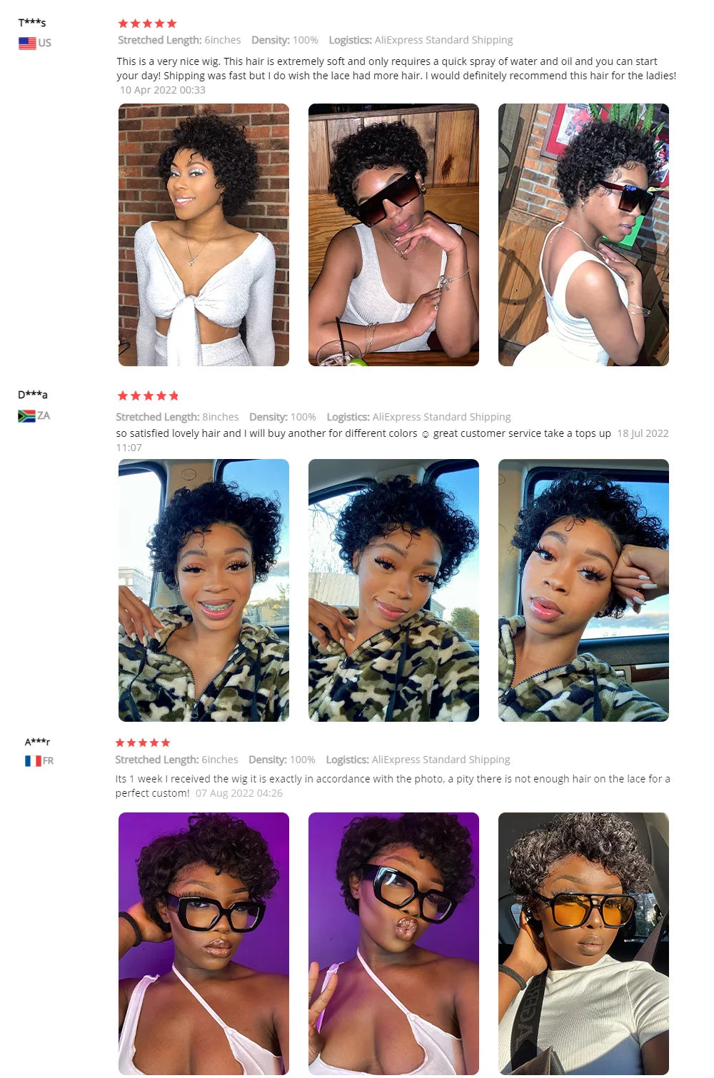 Pixie Cut Spring Curl - Lace Frontal Human Hair Wig - Various Colors Available