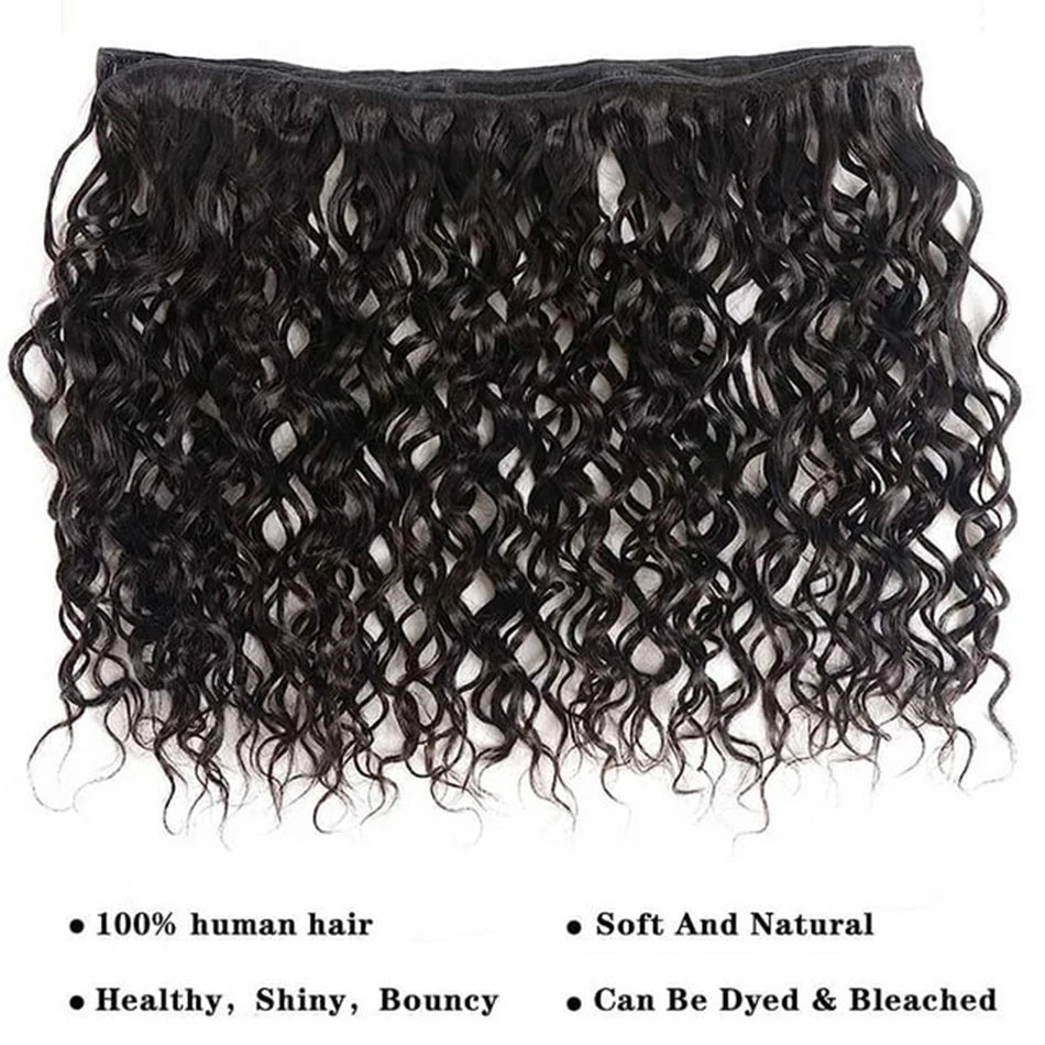 Deep Wave/Wet & Wavy Bundles With 13X4 Lace Frontal  - 100% Human Hair