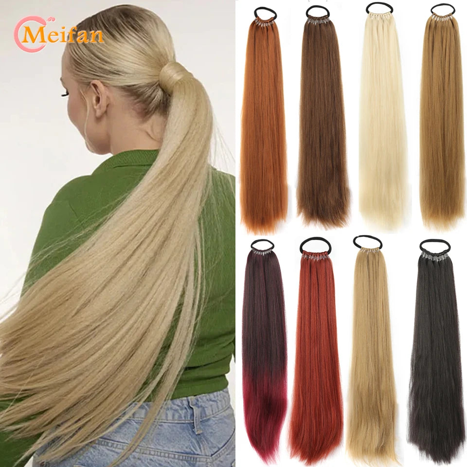 24 Inch Synthetic Hair Ponytail Extensions - Various Colors Available
