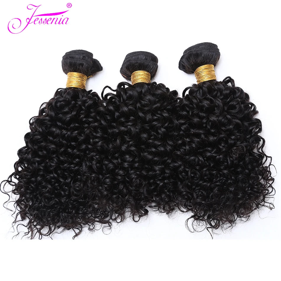 Short Afro Kinky Curly 3 Bundles - Raw Indian Human Hair 100% Virgin Tissage