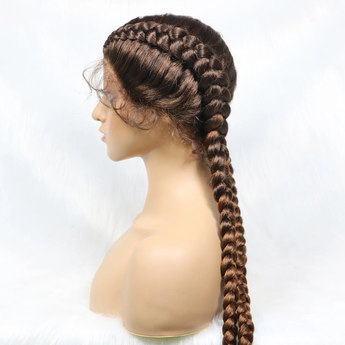 36 Inches Long Lace Front Synthetic Braided Wigs With Baby Hair - Various Colors Available