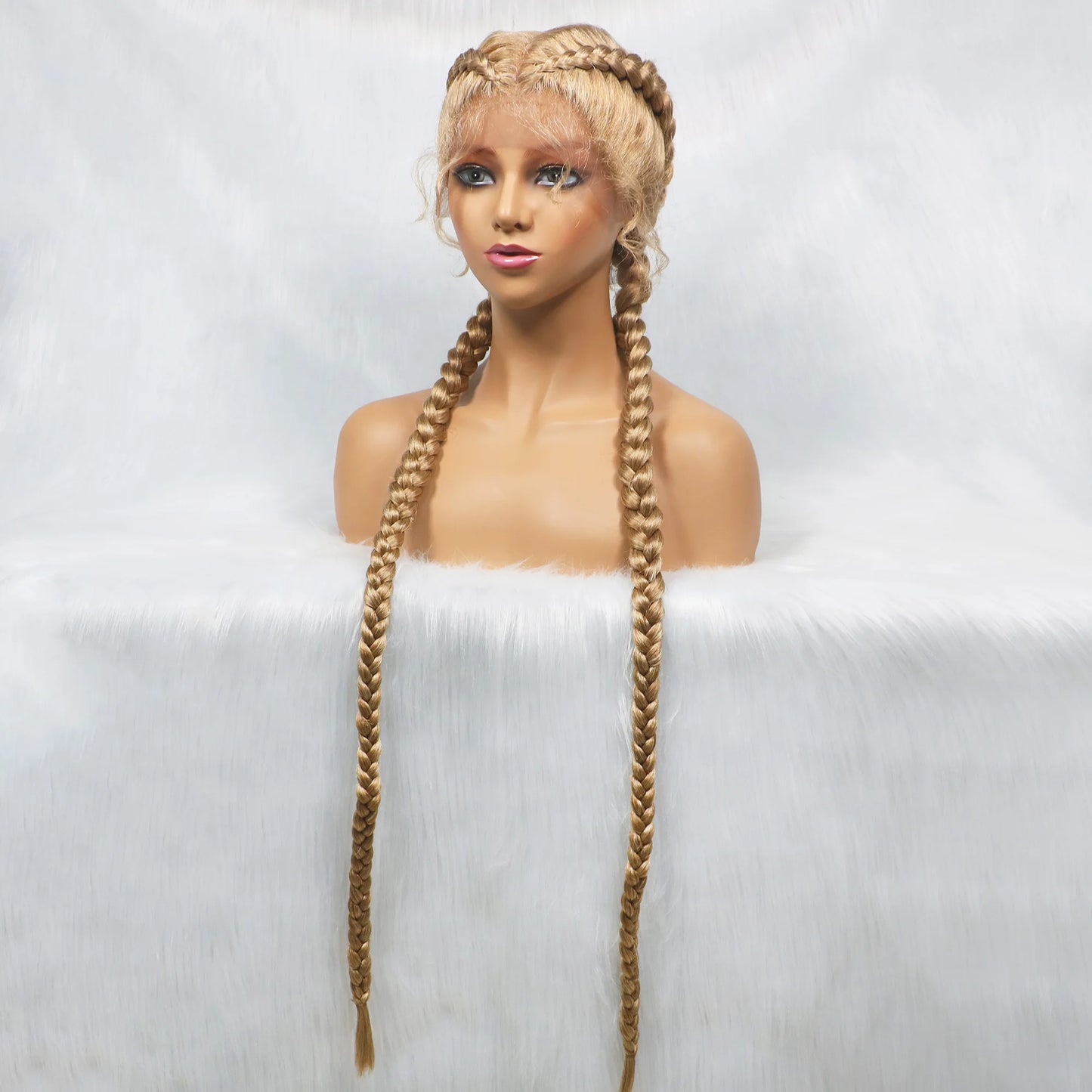 36 Inches Long Lace Front Synthetic Braided Wigs With Baby Hair - Various Colors Available