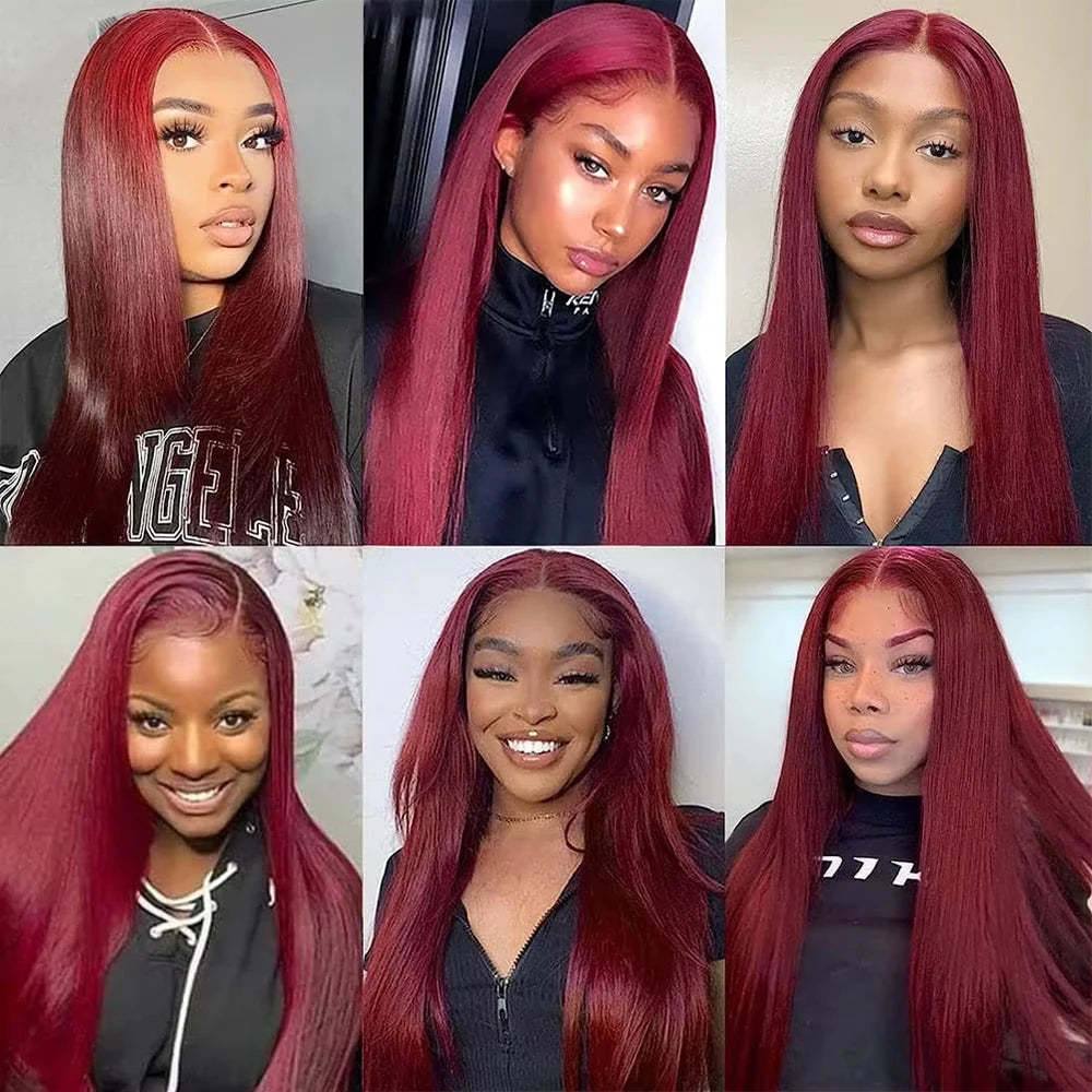 Wine Red #99J Remy Silky Straight Unprocessed Virgin Human Hair Bundles