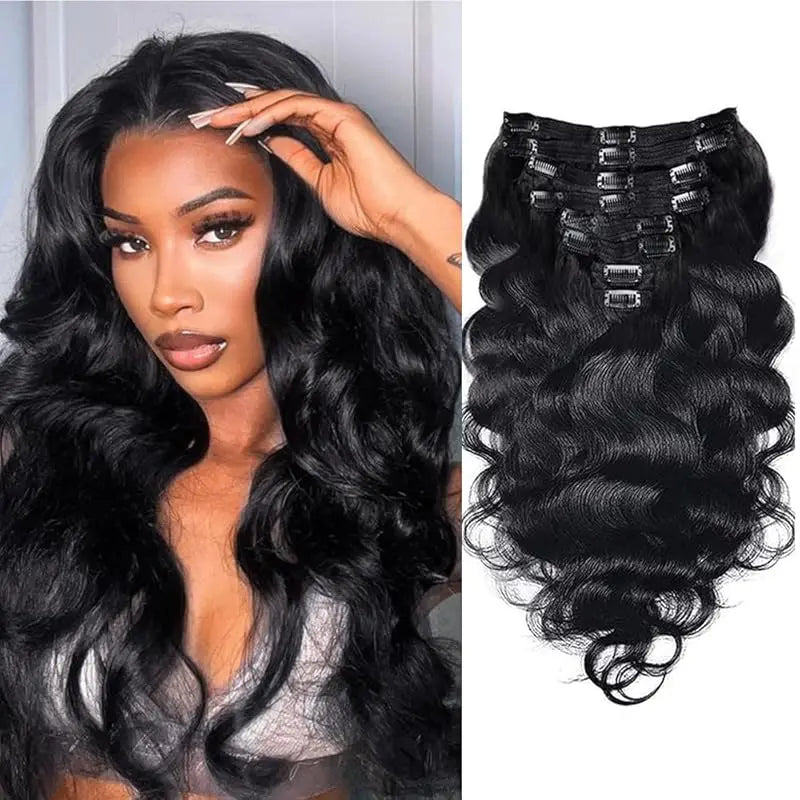 Body Wave 100% Brazilian Human Hair Seamless Clip ins