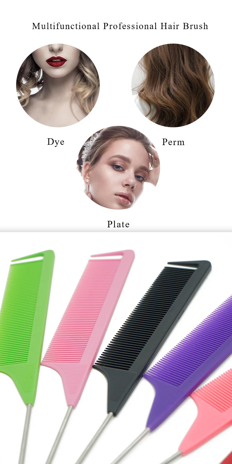 Pro Pointed Tail Hair Styling Anti-static Comb Hair Brush Steel Needle Pin Rat Tail Combs Sets