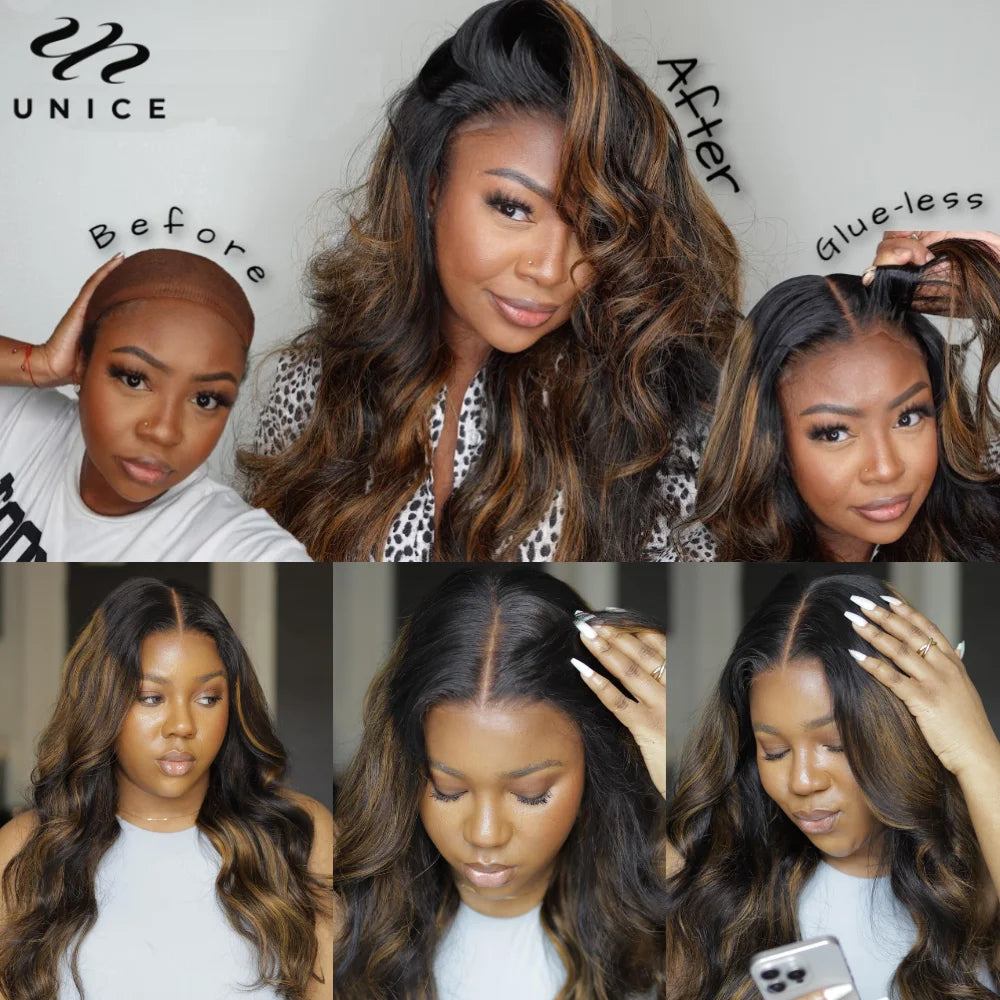 Balayage Body Wave - Bye Bye Knots Pre Cut Pre Bleached Lace Glueless Human Hair Wig