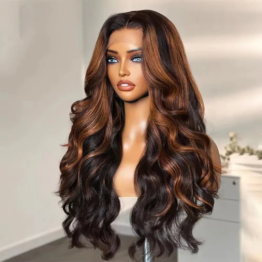 Body Wave Curly Highlight Human Hair HD Lace Front Wig
