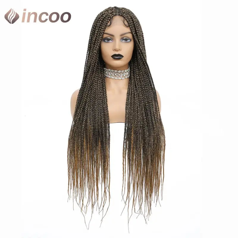 36" Full Lace Front Synthetic Box Braided Knotless Wigs - Various Colors Available