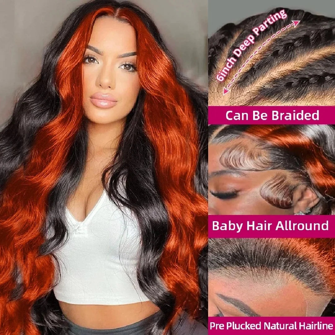 Body Wave Ombre Highlight HD Lace Front Human Hair Wigs