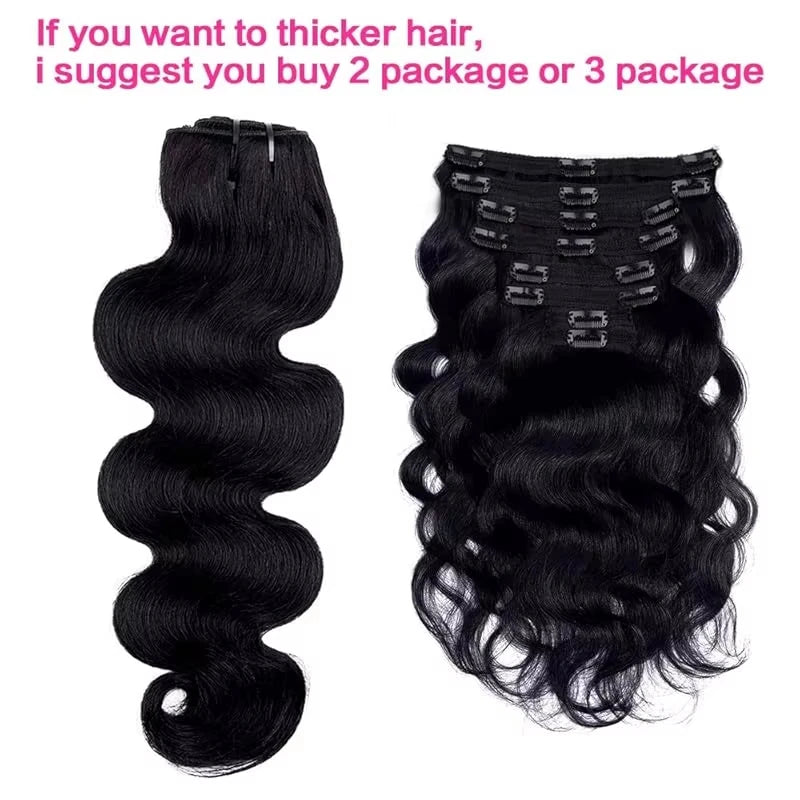 Body Wave 100% Brazilian Human Hair Seamless Clip ins