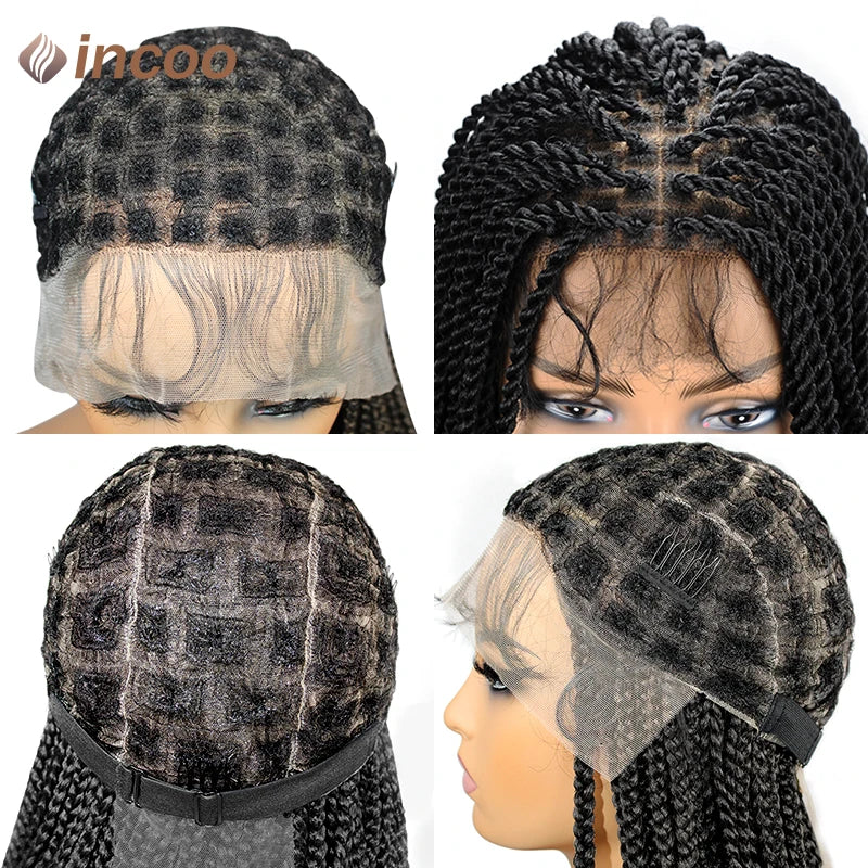 36" Full Lace Front Synthetic Box Braided Knotless Wigs - Various Colors Available