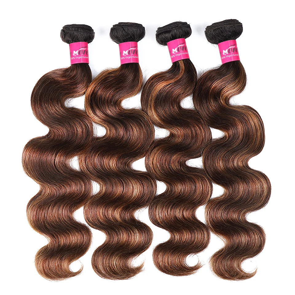 1B 4 30 Ombre Brown Highlight Body Wave Bundles - Human Hair