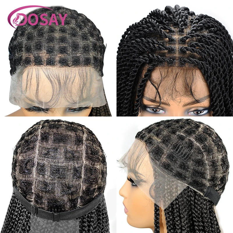 36" Synthetic Lace Front Knotless Box Braided Synthetic Wigs