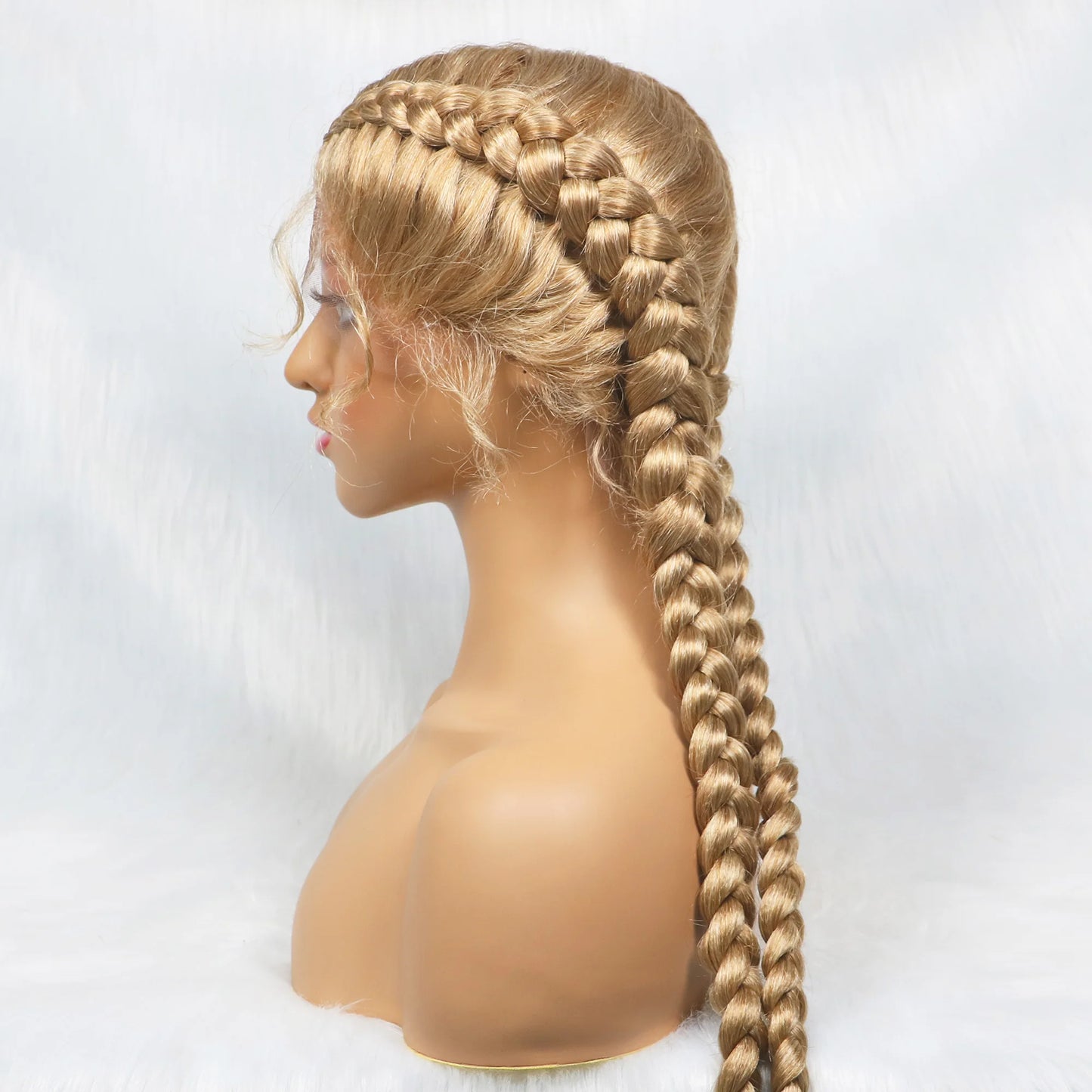 36 Inches Long Lace Front Synthetic Braided Wigs With Baby Hair - Various Colors Available