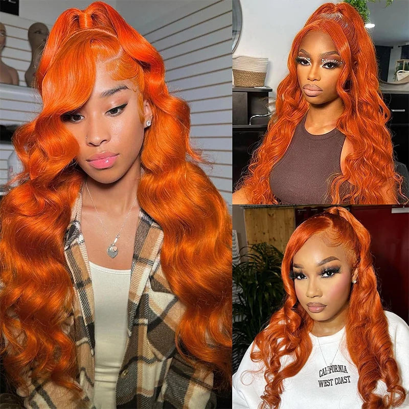 Ginger Orange Body Wave - Pre Plucked HD Transparent Lace Frontal Human Hair Wig