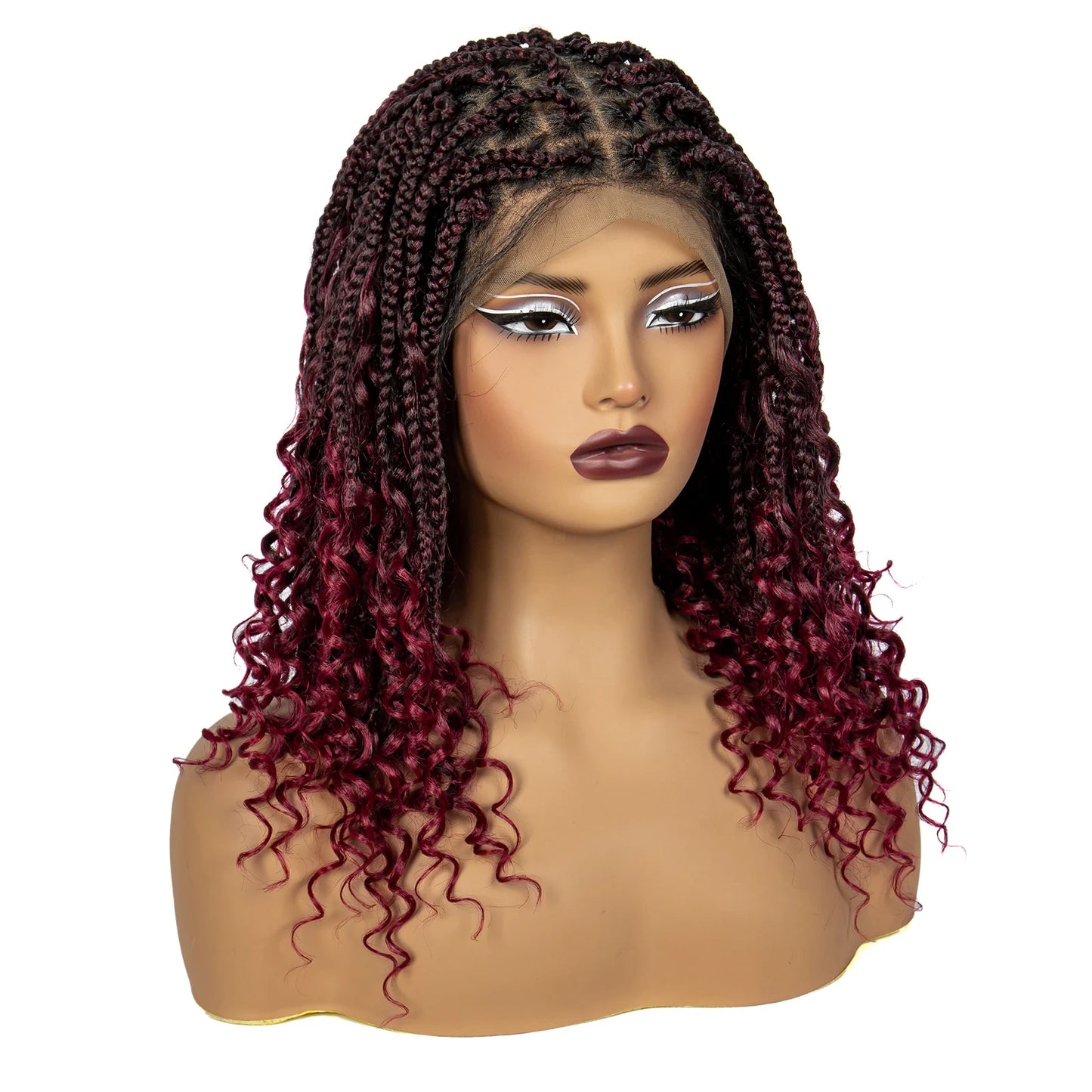 Short Knotless Boho Box Braided Full Lace Wigs - Various Colors Available