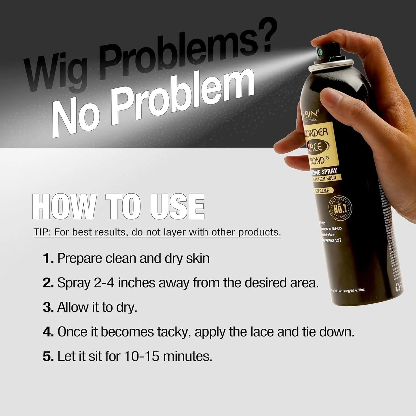 Ebin New York Wonder Lace Bond Adhesive Melting Spray  - Extreme Firm Supreme Maximum Hold, Perfect for Daily Use