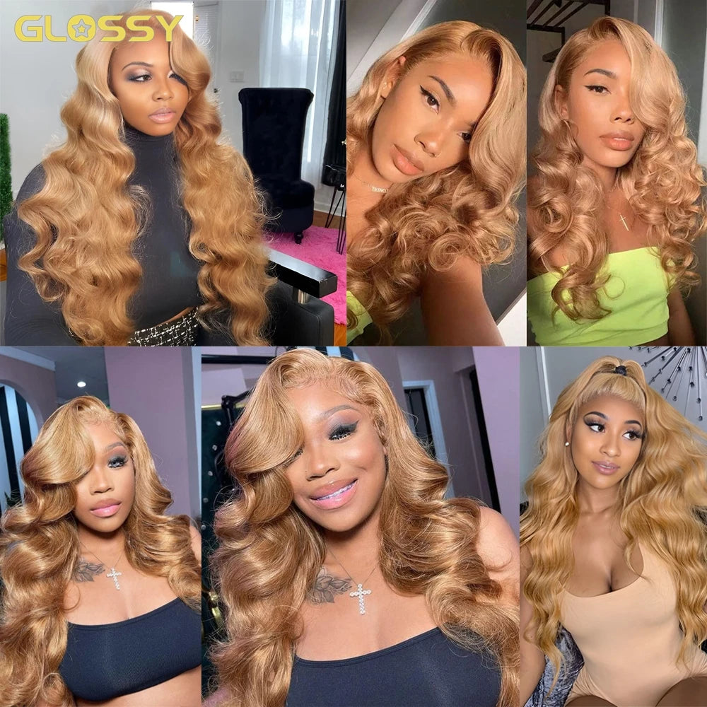 Honey Blonde Body Wave - HD Transparent Lace Frontal Glueless Human Hair Wig