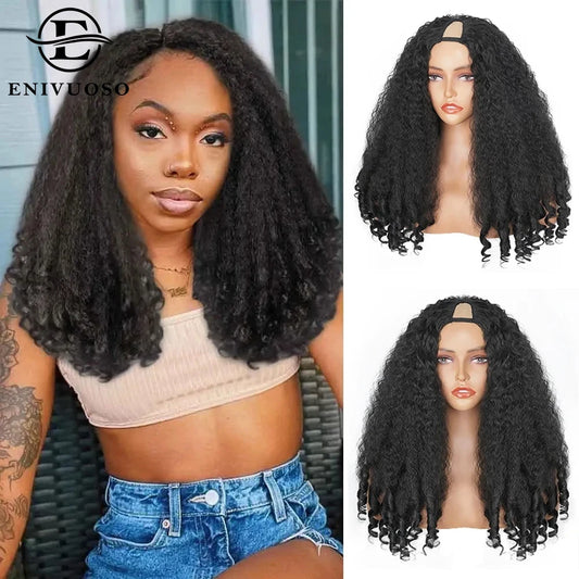 Kinky Curly V Part Synthetic Wig