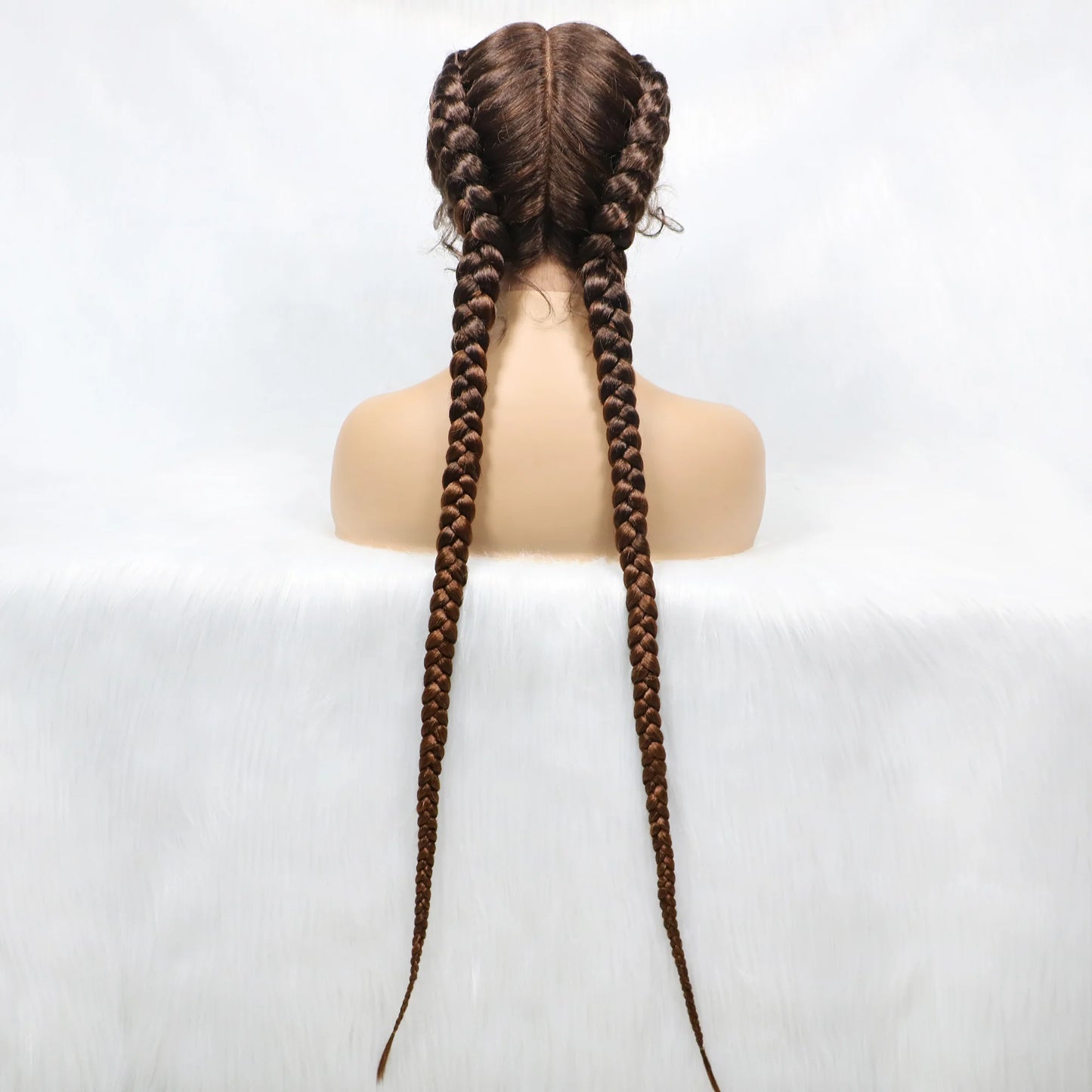 36 Inches Long Lace Front Synthetic Braided Wigs With Baby Hair - Various Colors Available