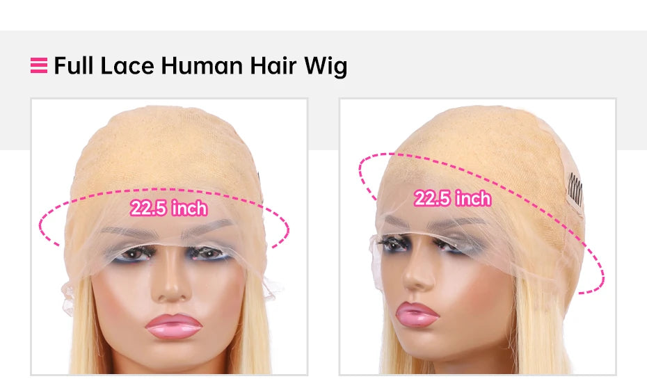 Blonde Bone Straight - 360 Pre Plucked Full Lace Frontal Human Hair Wig