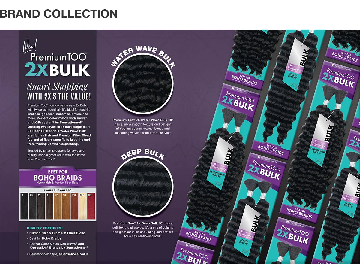 Sensational Premium Human and Fiber Blend Boho Braiding Hair - Various Colors Available