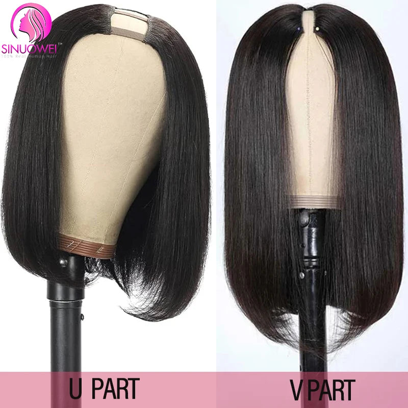 Straight Short U & V Part Bob Human Hair Wigs