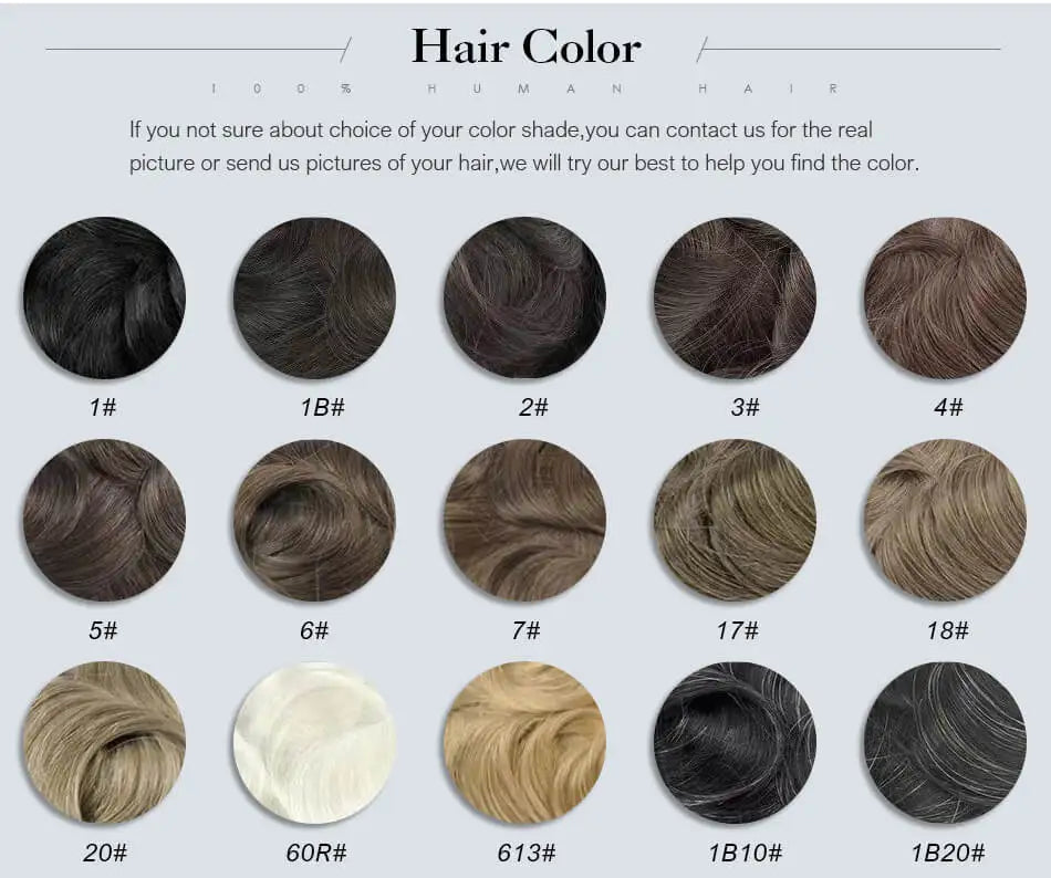 Straight Human HairProsthesis Toupee Men 6" Hair Replacement Systems -  Various Options Available