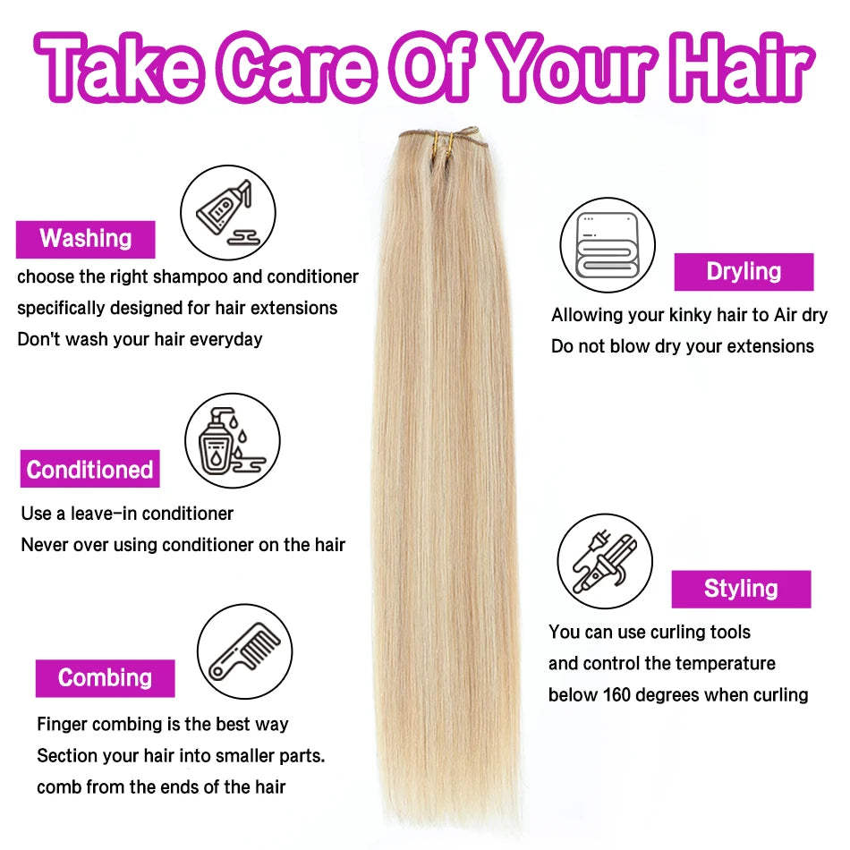3 Pieces Bone Straight Human Hair Clip Ins