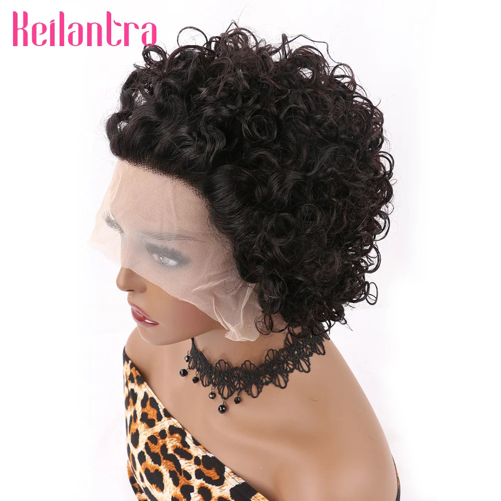 Pixie Cut Spring Curl - Lace Frontal Human Hair Wig - Various Colors Available