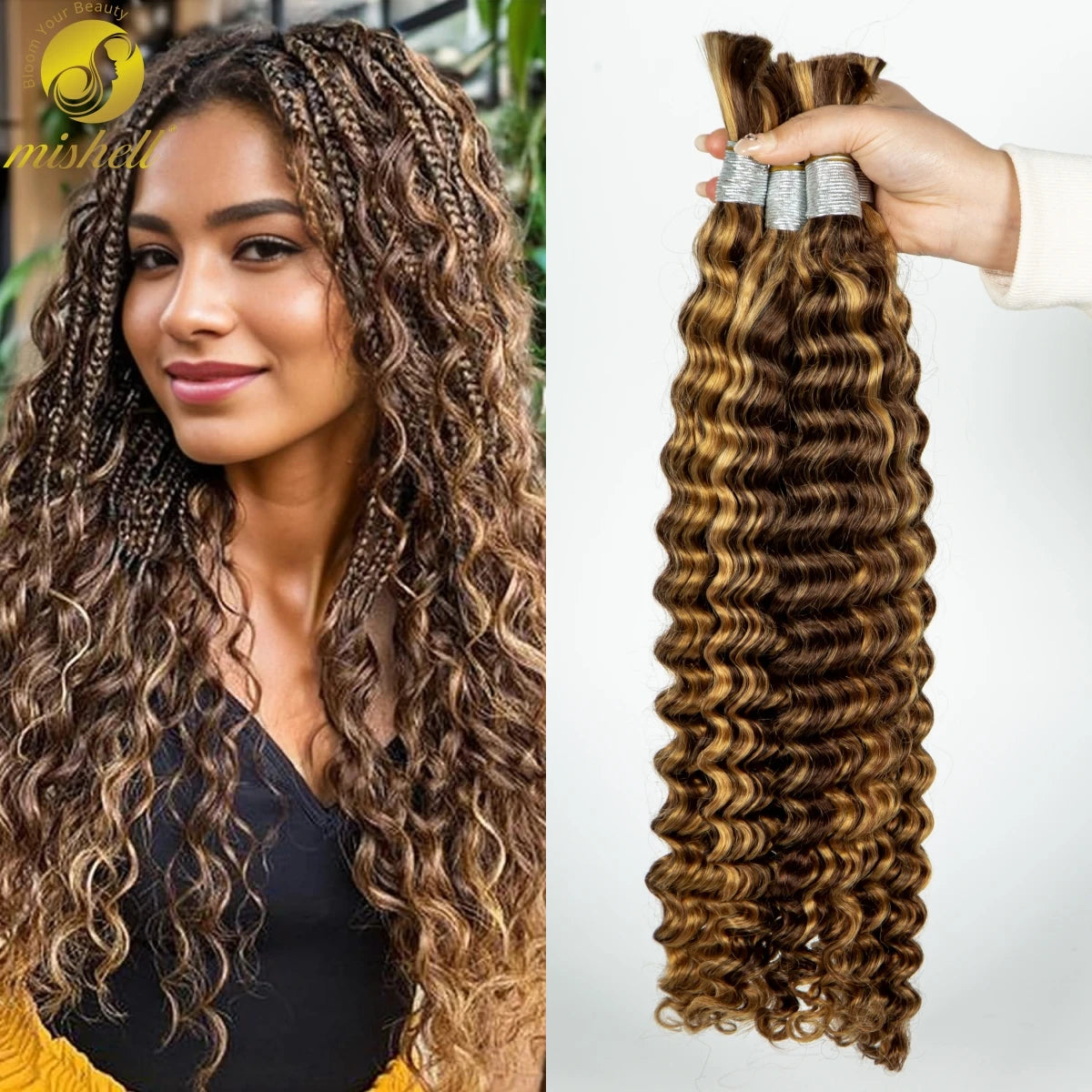Deep Wave Highlight Ombre Human Hair For Braiding