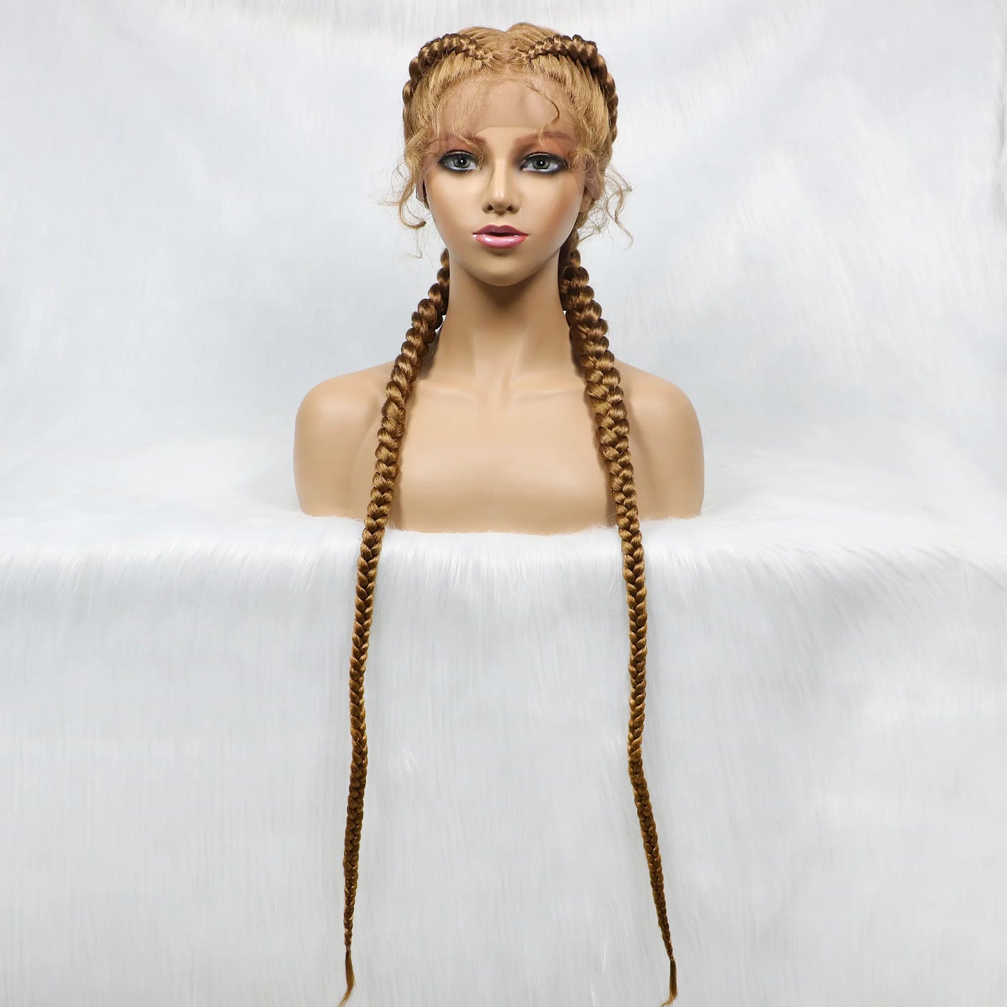 36 Inches Long Lace Front Synthetic Braided Wigs With Baby Hair - Various Colors Available