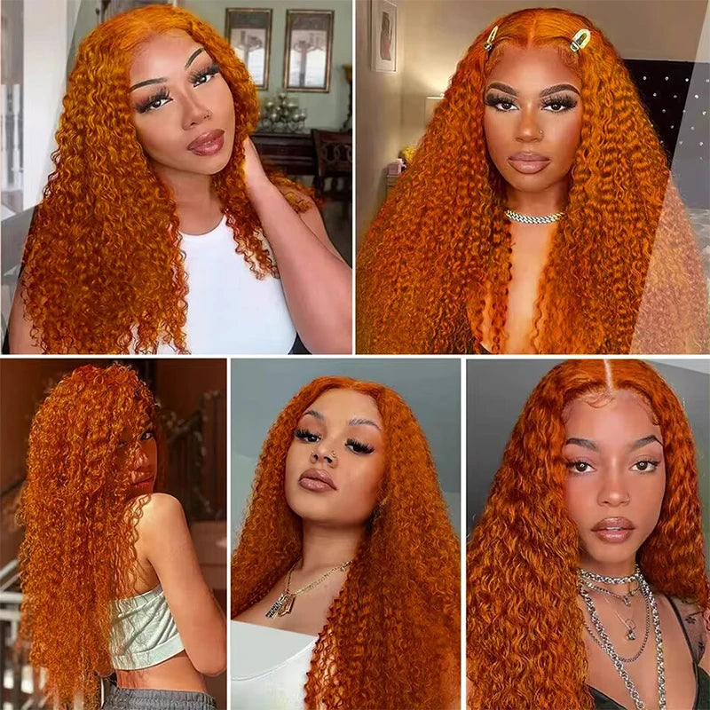 Ginger Orange Water Wave - Pre Plucked HD Transparent Lace Front Human Hair Wig