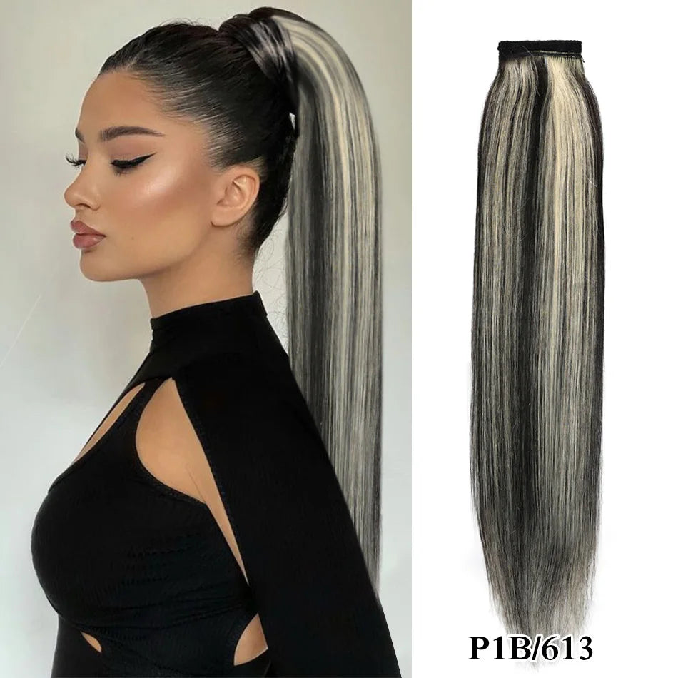 Straight Human Hair Wrap Around Ponytails