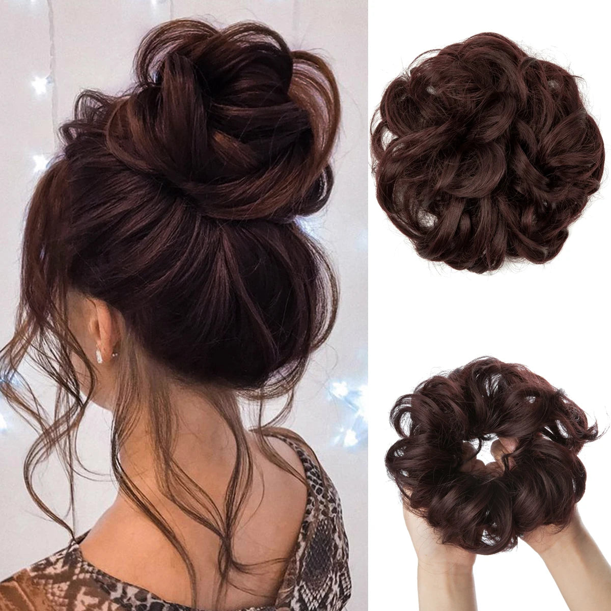 Synthetic Messy Curly Bun - Elastic Scrunchy Doughnut Updo Hair Pieces