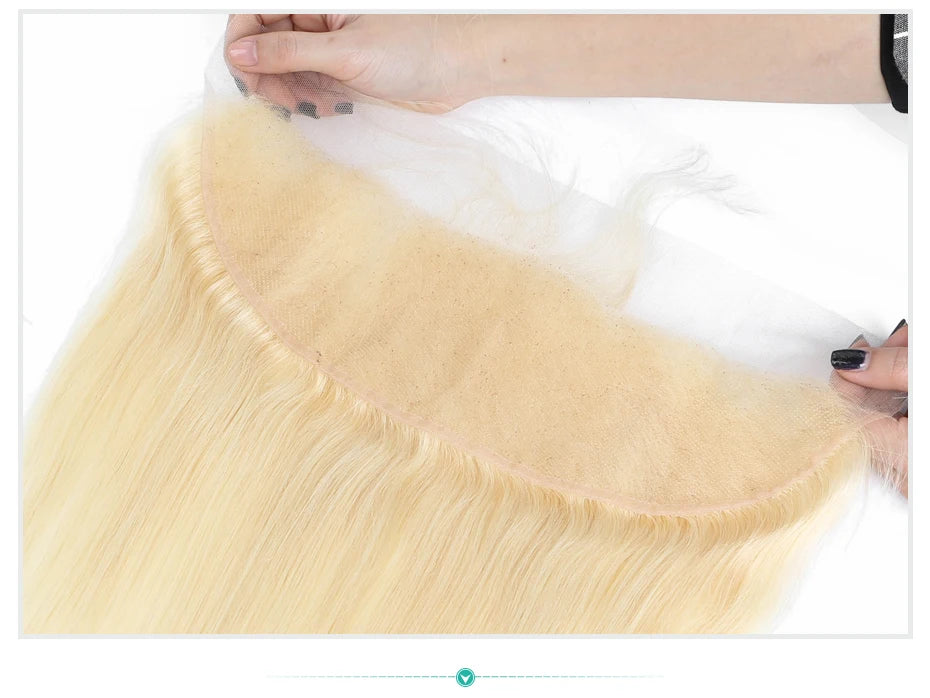 613 Blonde Color Human Hair Straight HD Lace Frontal Pre Plucked with Baby Hair