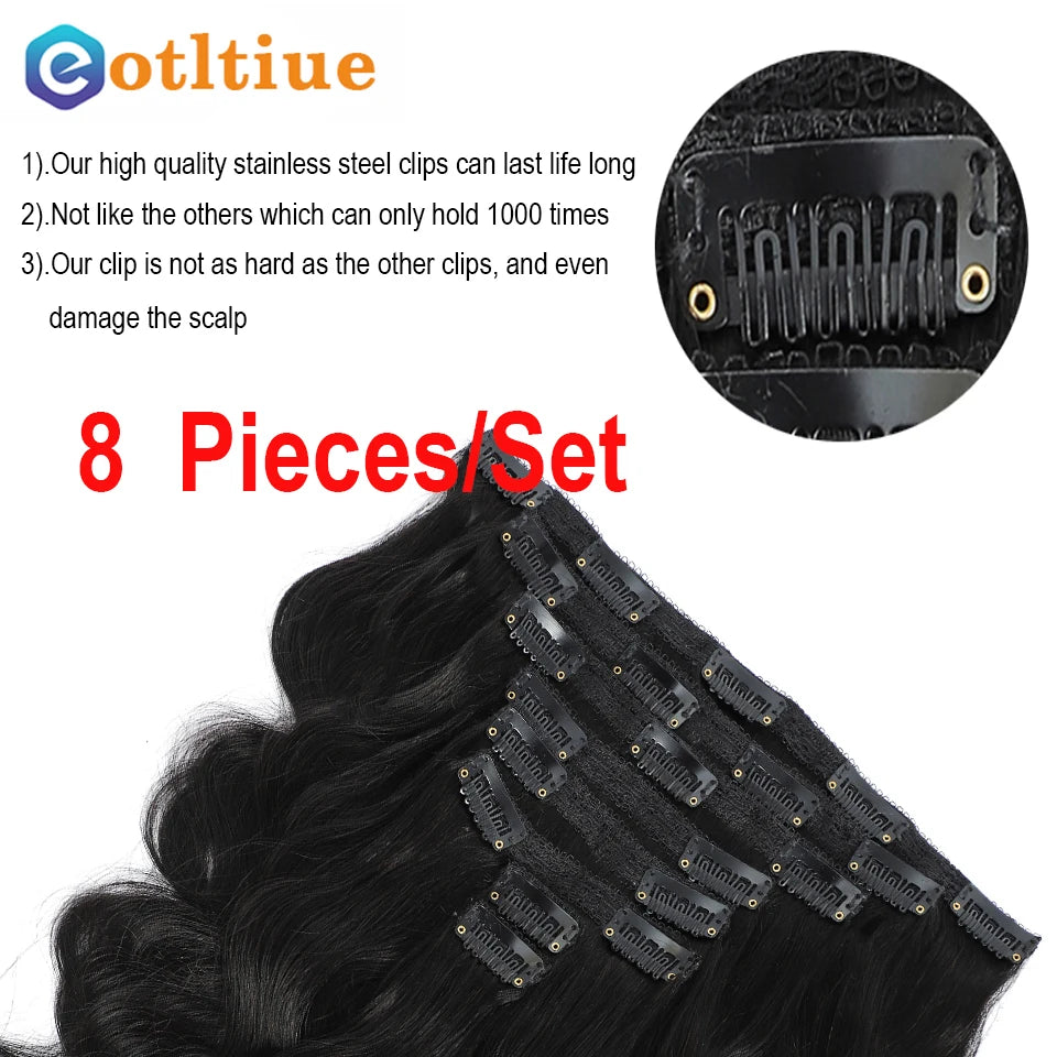Body Wave Malaysia Natural Human Hair Clip-In Extensions 8PCs 120G